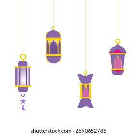 Ramadan lantern set vector design 
