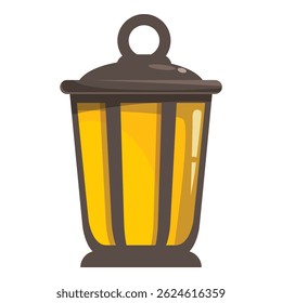 Ramadan lantern shining with warm yellow light, creating a cozy and festive atmosphere