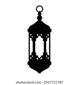 Ramadan lantern silhouette vector illustration on white background.