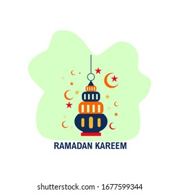 Ramadan lantern and star moon.  Vector illustration. Flat design style.