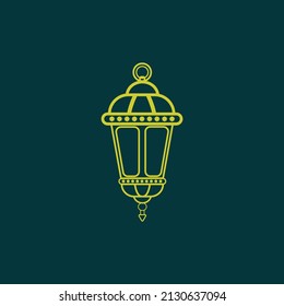 Ramadan Lantern Symbol Yellow Background Vector Illustration