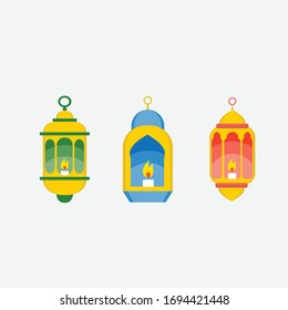 Ramadan Lantern Vector Illustration, Color and size editable, Colored hanging traditional arabic lamps