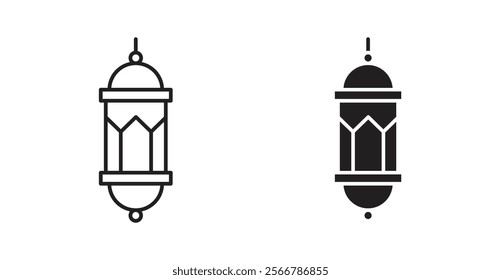 Ramadan lantern vector line icon illustration