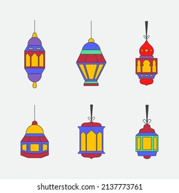 Faroles de Ramadán _ Diseño plano y elegante _ Feliz Ramadán