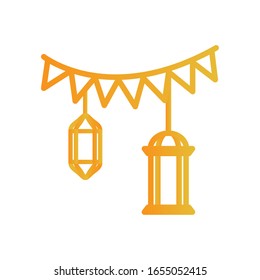 Ramadan-Laternen und Bannerblendfarben-Symbol-Design, islamische muslimische Religionskultur Glaube religiöse Religion Gott spirituelle Meditation und traditionelle Thema Vektorillustration Illustration