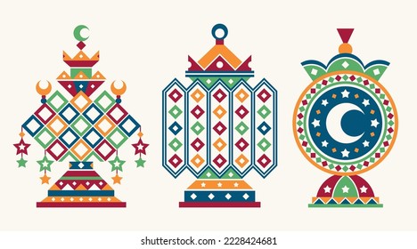 Ramadan Lanterns , cartoon design isolated vector illustration