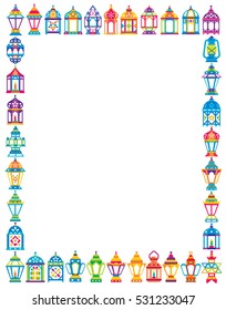  Ramadan Lanterns  greeting card empty Frame flat style