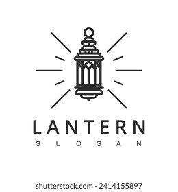 Ramadan lanterns logo. Fanous line lantern, arabic lamps silhouettes vintage. vector illustration of lantern to ramadan