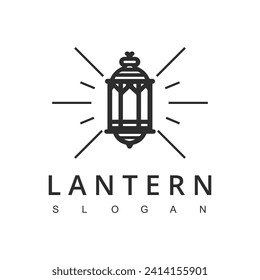 Ramadan lanterns logo. Fanous line lantern, arabic lamps silhouettes vintage. vector illustration of lantern to ramadan