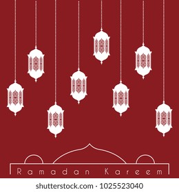 Ramadan lanterns on red background