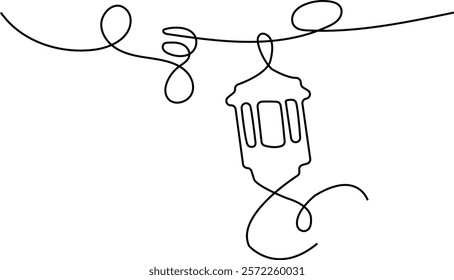 Ramadan lanterns one line art vector, Minimalist Vector Designs for Ramadan Décor