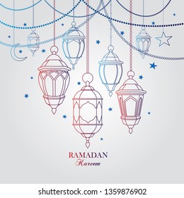 Ramadan lantern.Traditional arabic lantern for Ramadan Kareem, vector illustration