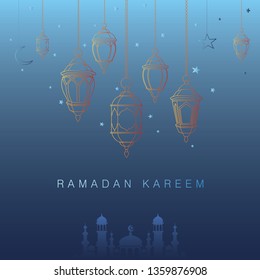Ramadan lantern.Traditional arabic lantern for Ramadan Kareem, vector illustration