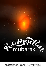 Ramadan lettering. Shiny sparkles. Vector Illustration