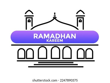 Ramadan line decoration vector illustration, banner, poster, logo, icon