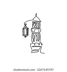 Ramadan Line Icon - Eid Line Icon Symbol. Simple line drawing of Minaret and traditional lantern.
Vector illustration of Minaret and lantern for icon, symbol, logo ramadan, eid, hajj, umrah.