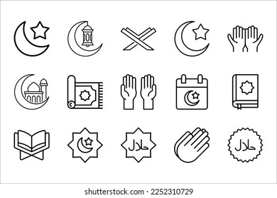 Ramadan line icon set, islam collection, Happy Ramadan, islamic signs, vector illustrations on white background