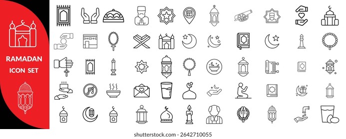 Ramadan line icon set.Ramadan big icon set islamic icon with thin line style