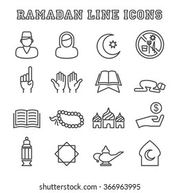 ramadan line icons, mono vector symbols