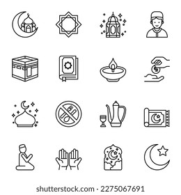 Ramadan line icons set 2, ramadan kareem icons, vector illustration.