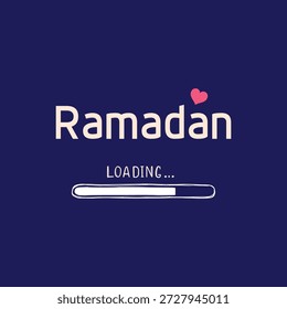 Ramadã Carregamento Coração criativo Ilustração em azul Fundo
