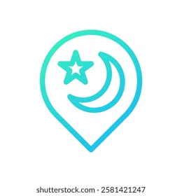 Ramadan Location Pin with Star and Crescent Moon