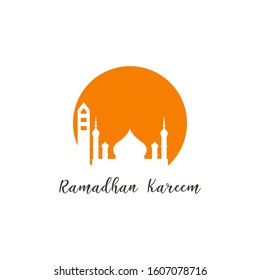 ramadan logo with the design of a mosque in a circle. modern style ramadan kareem logo icon.