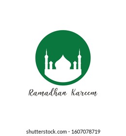 ramadan logo with the design of a mosque in a circle. modern style ramadan kareem logo icon.