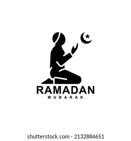 Ramadan logo. Islamic pray simple flat icon vector illustration