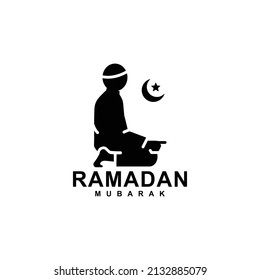 Ramadan logo. Islamic pray simple flat icon vector illustration