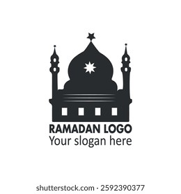  Ramadan logo, Ramadan month concept, elegant crescent moon, star design, vector concept icons, text design, Modern Crescent moon design, abstract logo, silhouette, vector illustration,
