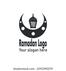  Ramadan logo, Ramadan month concept, elegant crescent moon, star design, vector concept icons, text design, Modern Crescent moon design, abstract logo, silhouette, vector illustration,
