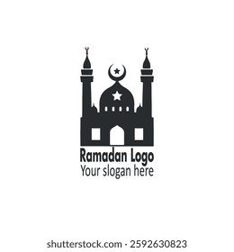 Ramadan logo, Ramadan month logo concept, elegant crescent moon and star logo design, vector icons, text logo design, Modern Crescent moon design,
abstract, silhouette, vector illustration, 
