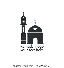 Ramadan logo, Ramadan month logo concept, elegant crescent moon and star logo design, vector icons, text logo design, Modern Crescent moon design,
abstract, silhouette, vector illustration, 
