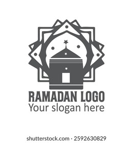 Ramadan logo, Ramadan month logo concept, elegant crescent moon and star logo design, vector icons, text logo design, Modern Crescent moon design,
abstract, silhouette, vector illustration, 
