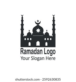 Ramadan logo, Ramadan month logo concept, elegant crescent moon and star logo design, vector icons, text logo design, Modern Crescent moon design,
abstract, silhouette, vector illustration, 
