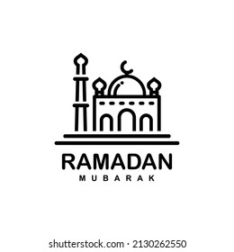 Logo de Ramadán. Ilustración vectorial de logotipo sencillo plano de mezquita