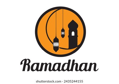 Logotipo de Ramadán en plantilla de diseño de forma redonda