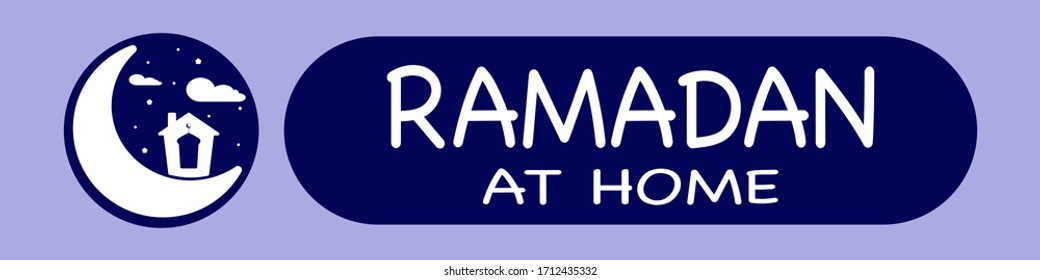 Ramadan minimal icon. stay home for self quarantine and physical distancing in holy month of Ramadan during coronavirus outbreak.