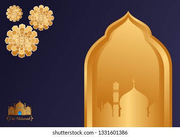 ramadan modern background gold concept. eid mubarak banner vector for islamic festival.background template for flyer,cetificate,cover,postcard,greeting card,invitation,information,wallpaper,business 