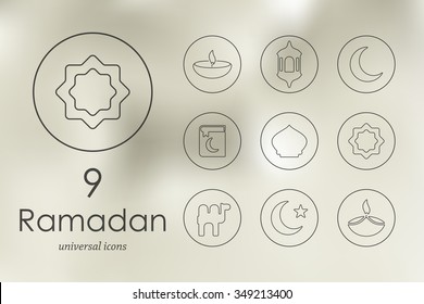 ramadan modern icons for mobile interface on blurred background