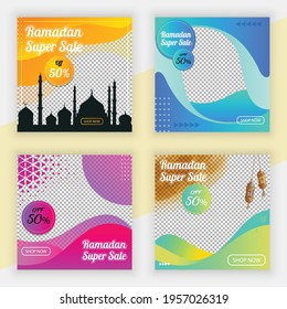 Ramadan Modern promotion square web banner for social media mobile apps