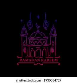 Ramadan monoline design vector on black background