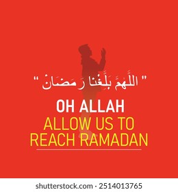 Ramadan is the month of blessing Ramadan Kareem text translation in Arabic lettering , oh ALLAH allow us to reach Ramadan