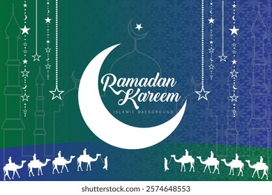 Ramadan is the month of blessing Ramadan Kareem text translation in Arabic lettering and English Ramadan Kareem Mubarak Vector