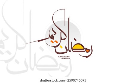 Ramadan is the month of blessing Ramadan Kareem text translation in Arabic lettering , Ramadhan Mubarak Background with color , Welcome Ramadan . Vector Eps