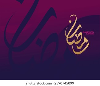Ramadan is the month of blessing Ramadan Kareem text translation in Arabic lettering , Ramadhan Mubarak Background with color , Welcome Ramadan . Vector Eps