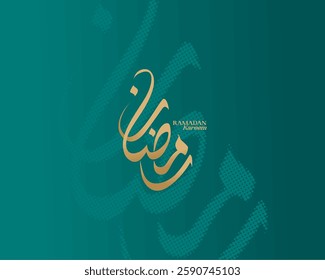 Ramadan is the month of blessing Ramadan Kareem text translation in Arabic lettering , Ramadhan Mubarak Background with color , Welcome Ramadan . Vector Eps