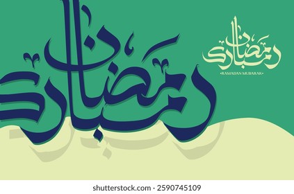 Ramadan is the month of blessing Ramadan Kareem text translation in Arabic lettering , Ramadhan Mubarak Background with color , Welcome Ramadan . Vector Eps