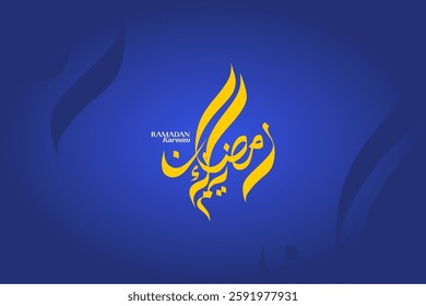 Ramadan is the month of blessing Ramadan Kareem text translation in Arabic lettering , Ramadhan Mubarak Background  , Welcome Ramadan . Vector Eps